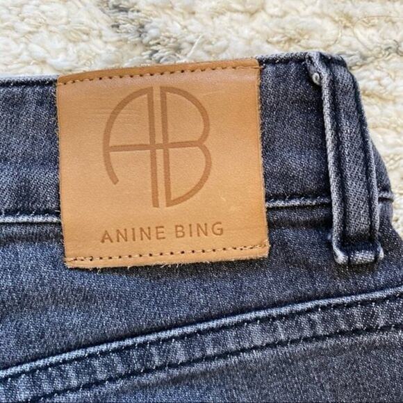 Anine Bing Kara Charcoal Ripped Knee Distressed Ankle Skinny Jeans Size 28 - Picture 7 of 14